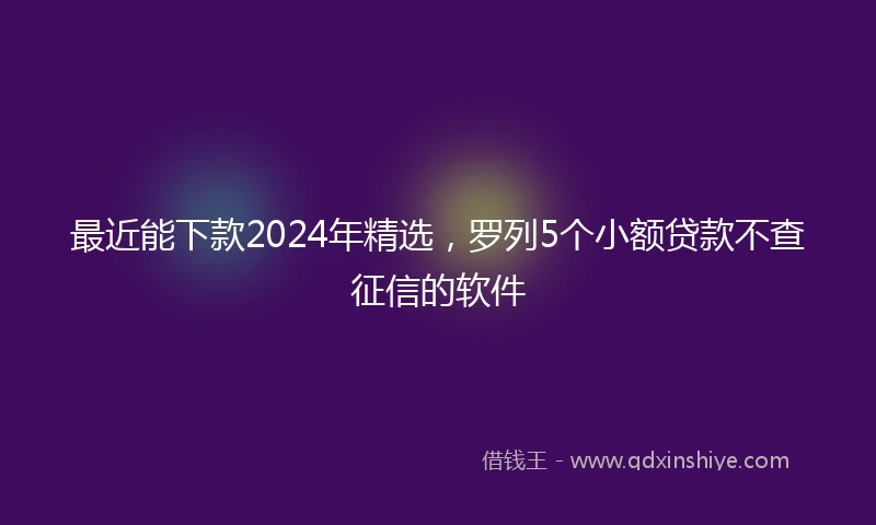 最近能下款2024年精选，罗列5个小额贷款不查征信的软件