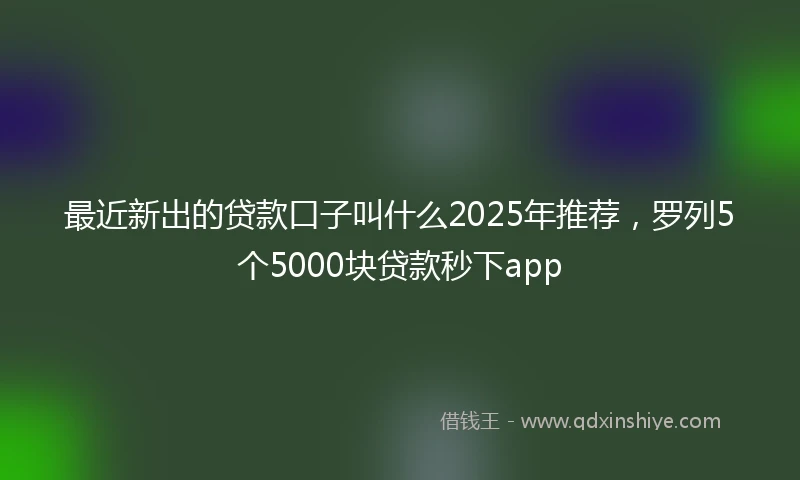 最近新出的贷款口子叫什么2025年推荐，罗列5个5000块贷款秒下app