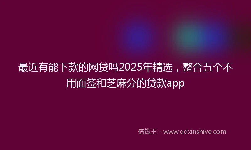 最近有能下款的网贷吗2025年精选，整合五个不用面签和芝麻分的贷款app