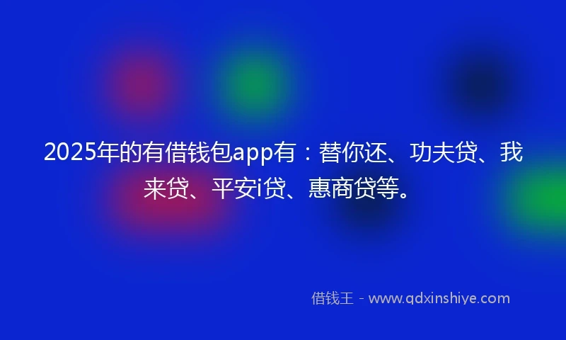 2025年的有借钱包app有：替你还、功夫贷、我来贷、平安i贷、惠商贷等。