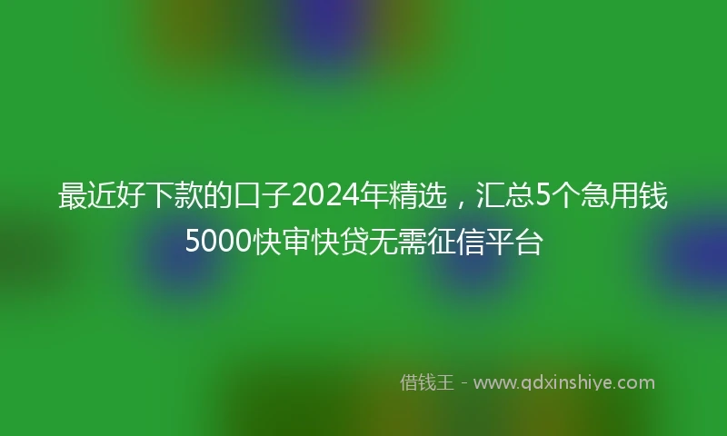 最近好下款的口子2024年精选，汇总5个急用钱5000快审快贷无需征信平台