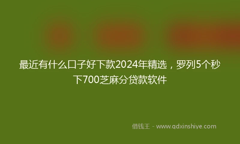 最近有什么口子好下款2024年精选，罗列5个秒下700芝麻分贷款软件
