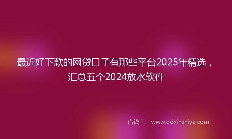 最近好下款的网贷口子有那些平台2025年精选，汇总五个2024放水软件