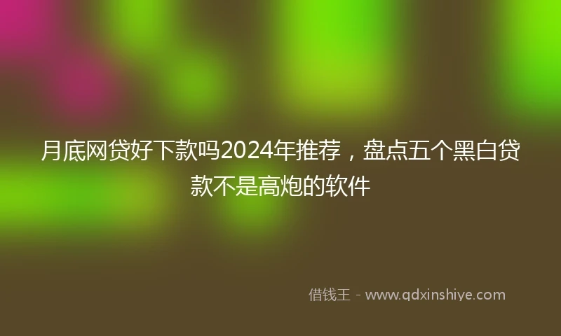 月底网贷好下款吗2024年推荐，盘点五个黑白贷款不是高炮的软件