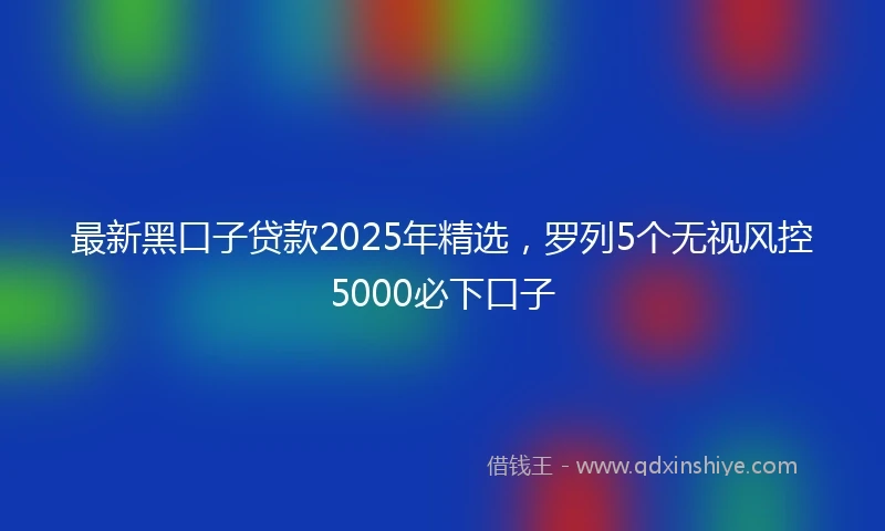 最新黑口子贷款2025年精选，罗列5个无视风控5000必下口子
