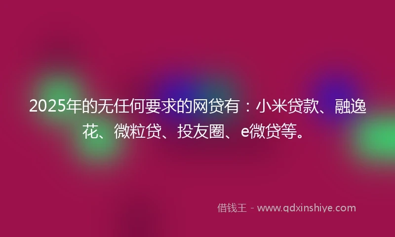 2025年的无任何要求的网贷有：小米贷款、融逸花、微粒贷、投友圈、e微贷等。