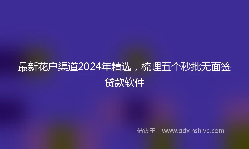 最新花户渠道2024年精选，梳理五个秒批无面签贷款软件