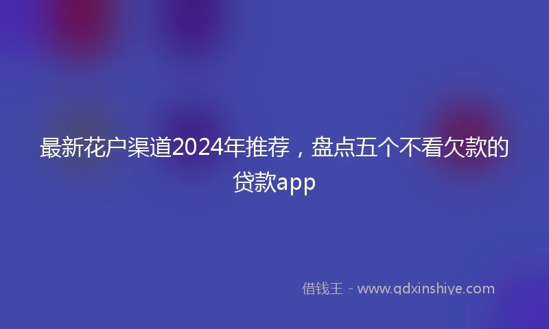 最新花户渠道2024年推荐，盘点五个不看欠款的贷款app