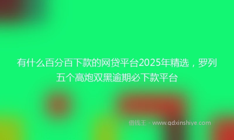 有什么百分百下款的网贷平台2025年精选，罗列五个高炮双黑逾期必下款平台