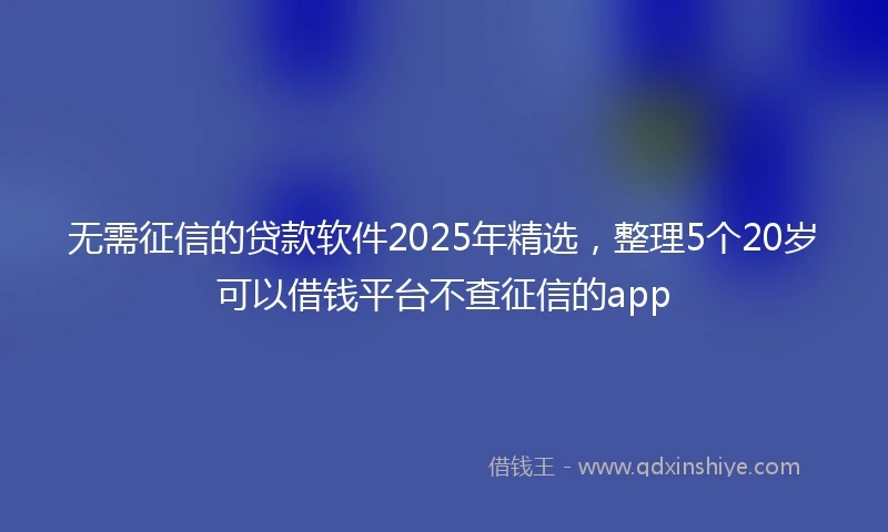 无需征信的贷款软件2025年精选，整理5个20岁可以借钱平台不查征信的app