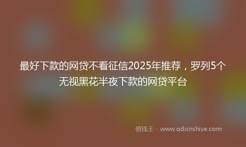 最好下款的网贷不看征信2025年推荐，罗列5个无视黑花半夜下款的网贷平台