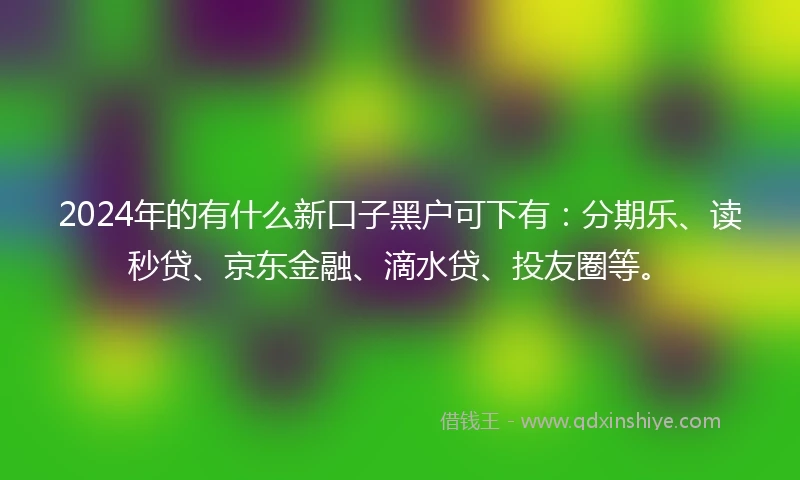 2024年的有什么新口子黑户可下有：分期乐、读秒贷、京东金融、滴水贷、投友圈等。