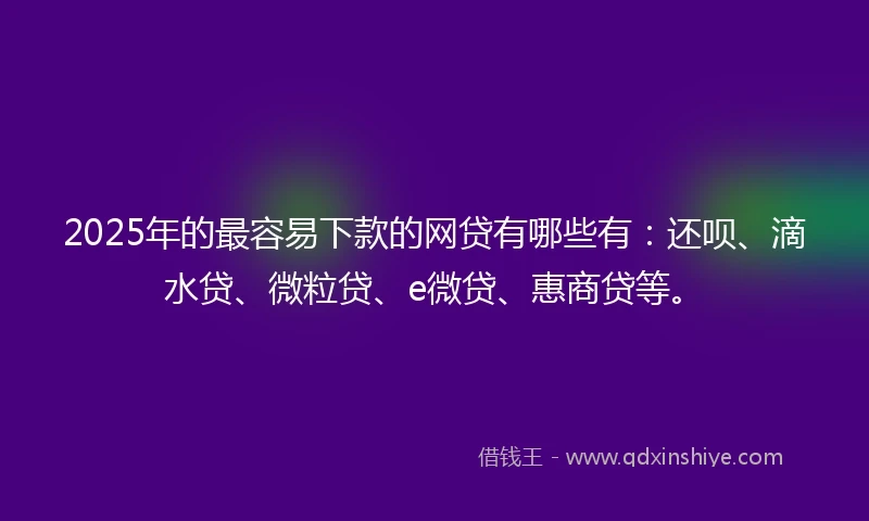 2025年的最容易下款的网贷有哪些有：还呗、滴水贷、微粒贷、e微贷、惠商贷等。