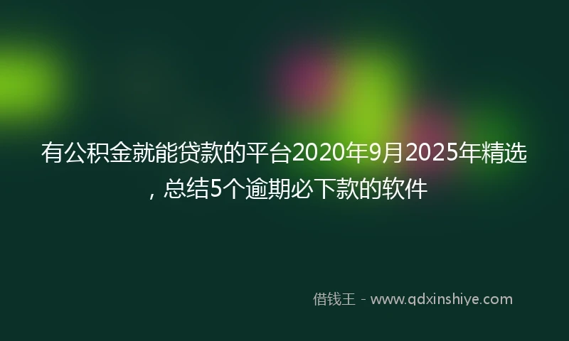 有公积金就能贷款的平台2020年9月2025年精选，总结5个逾期必下款的软件