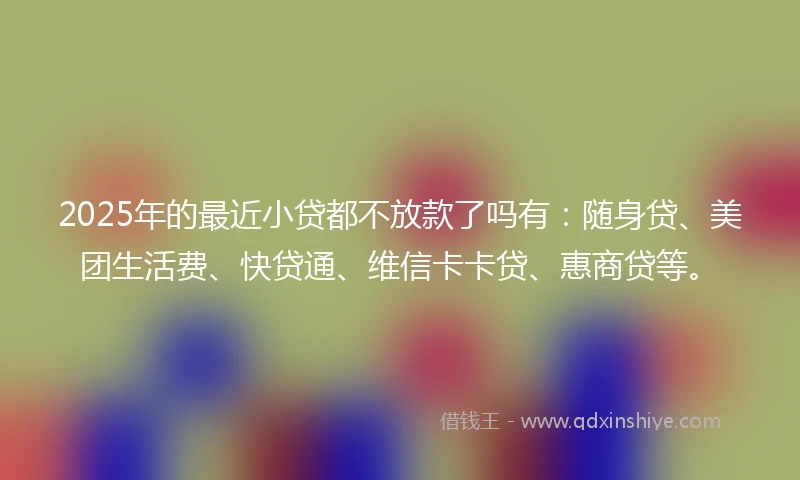 2025年的最近小贷都不放款了吗有：随身贷、美团生活费、快贷通、维信卡卡贷、惠商贷等。