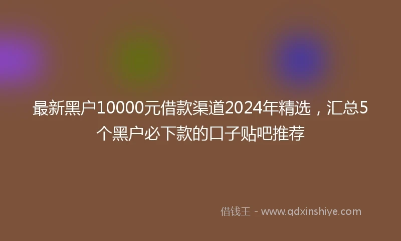 最新黑户10000元借款渠道2024年精选，汇总5个黑户必下款的口子贴吧推荐