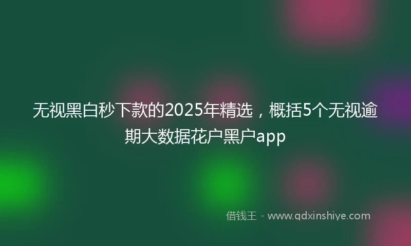 无视黑白秒下款的2025年精选，概括5个无视逾期大数据花户黑户app