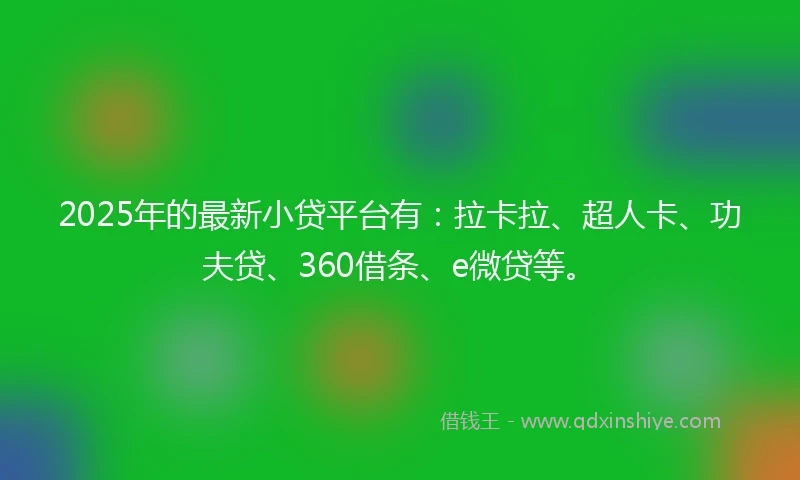 2025年的最新小贷平台有：拉卡拉、超人卡、功夫贷、360借条、e微贷等。