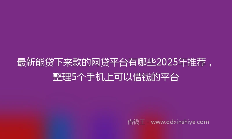 最新能贷下来款的网贷平台有哪些2025年推荐，整理5个手机上可以借钱的平台
