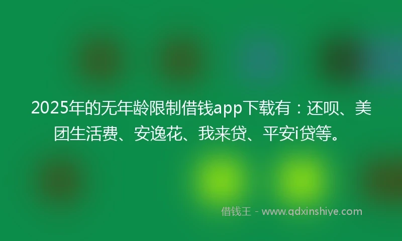 2025年的无年龄限制借钱app下载有：还呗、美团生活费、安逸花、我来贷、平安i贷等。