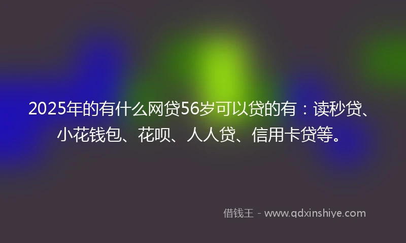2025年的有什么网贷56岁可以贷的有：读秒贷、小花钱包、花呗、人人贷、信用卡贷等。
