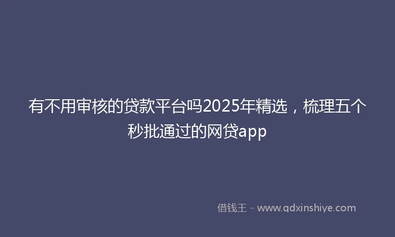 有不用审核的贷款平台吗2025年精选，梳理五个秒批通过的网贷app