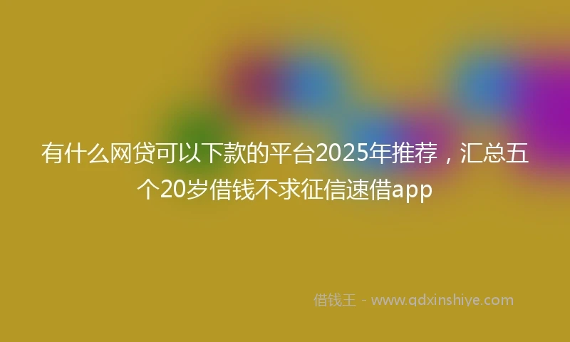 有什么网贷可以下款的平台2025年推荐，汇总五个20岁借钱不求征信速借app