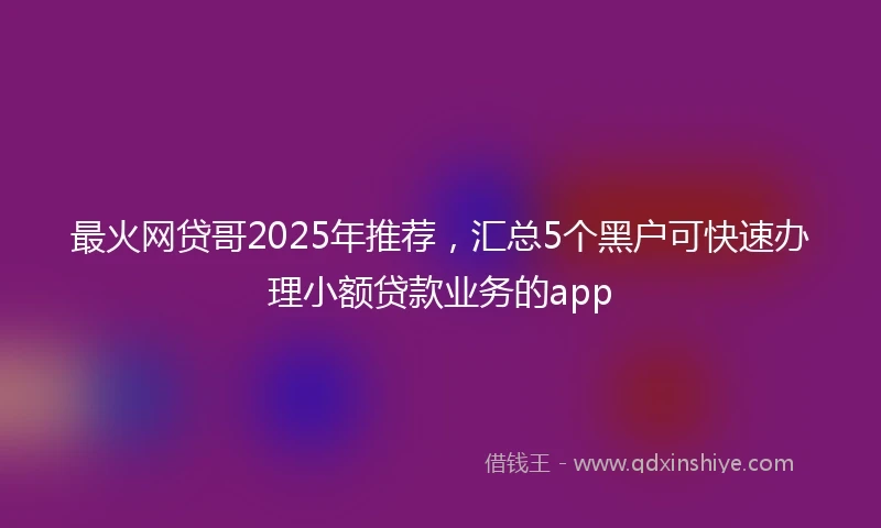 最火网贷哥2025年推荐，汇总5个黑户可快速办理小额贷款业务的app