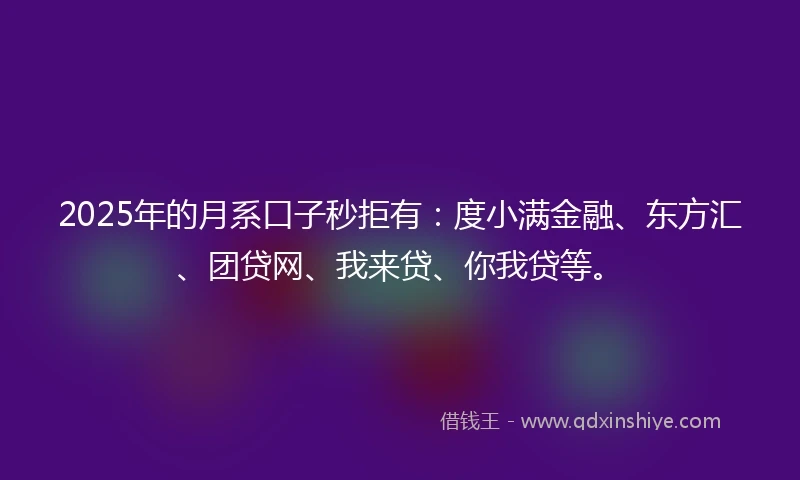 2025年的月系口子秒拒有:度小满金融、东方汇、团贷网、我来贷、你我贷等。