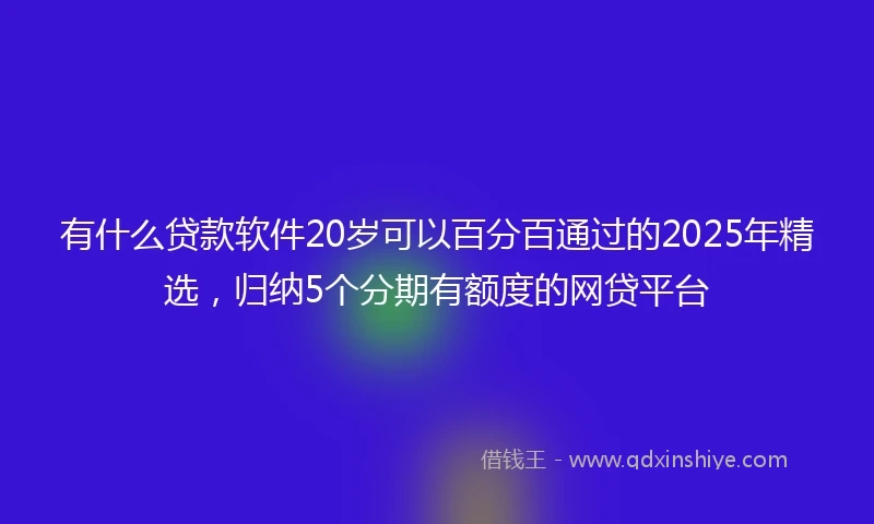 有什么贷款软件20岁可以百分百通过的2025年精选，归纳5个分期有额度的网贷平台