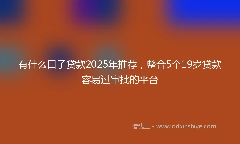 有什么口子贷款2025年推荐，整合5个19岁贷款容易过审批的平台