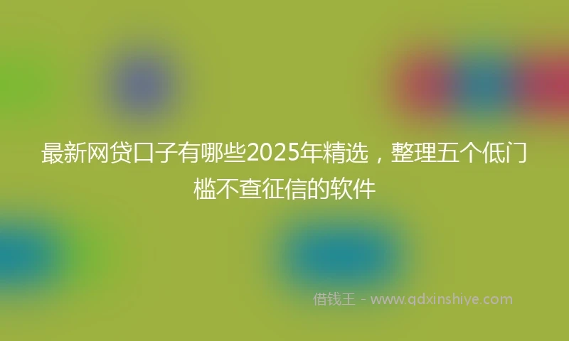 最新网贷口子有哪些2025年精选，整理五个低门槛不查征信的软件