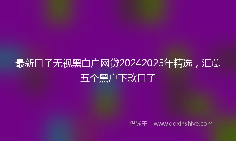 最新口子无视黑白户网贷20242025年精选，汇总五个黑户下款口子