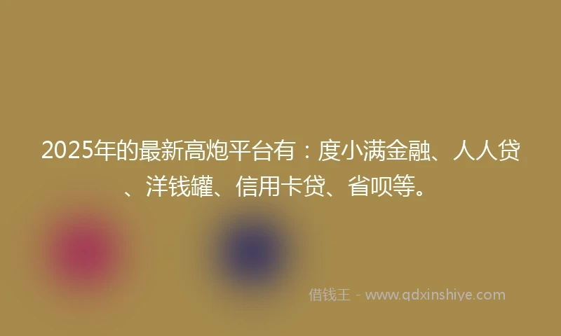 2025年的最新高炮平台有：度小满金融、人人贷、洋钱罐、信用卡贷、省呗等。