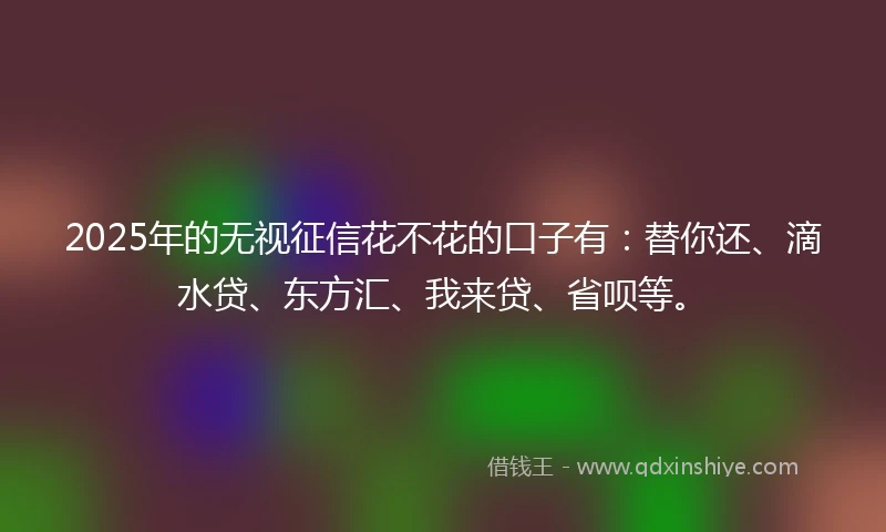 2025年的无视征信花不花的口子有:替你还、滴水贷、东方汇、我来贷、省呗等。