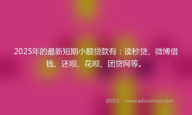 2025年的最新短期小额贷款有：读秒贷、微博借钱、还呗、花呗、团贷网等。
