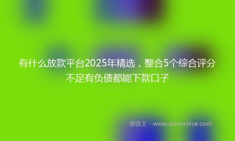 有什么放款平台2025年精选，整合5个综合评分不足有负债都能下款口子