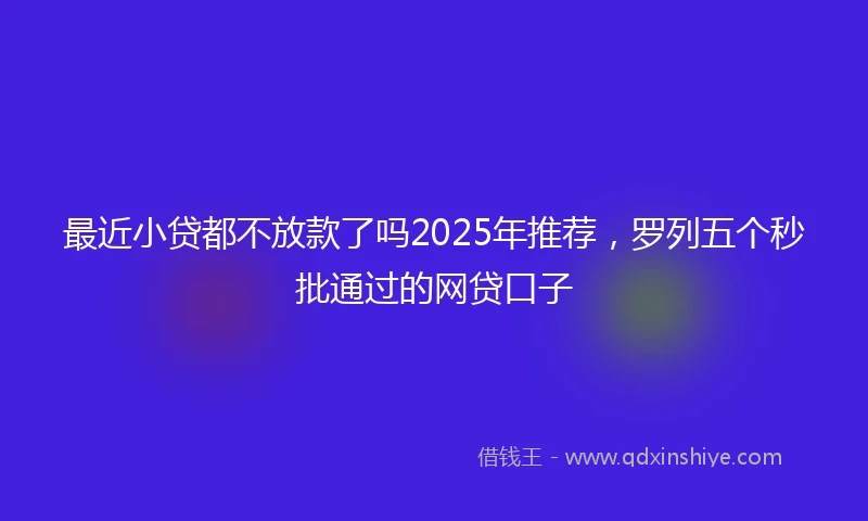 最近小贷都不放款了吗2025年推荐，罗列五个秒批通过的网贷口子
