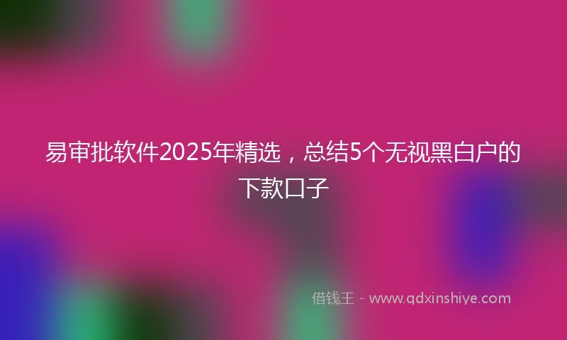 易审批软件2025年精选，总结5个无视黑白户的下款口子