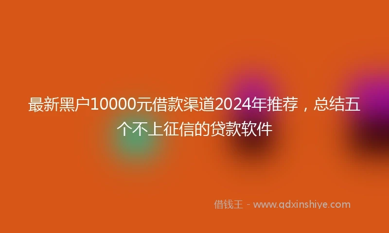 最新黑户10000元借款渠道2024年推荐，总结五个不上征信的贷款软件