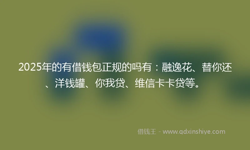 2025年的有借钱包正规的吗有：融逸花、替你还、洋钱罐、你我贷、维信卡卡贷等。