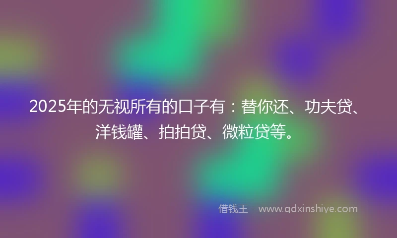 2025年的无视所有的口子有：替你还、功夫贷、洋钱罐、拍拍贷、微粒贷等。