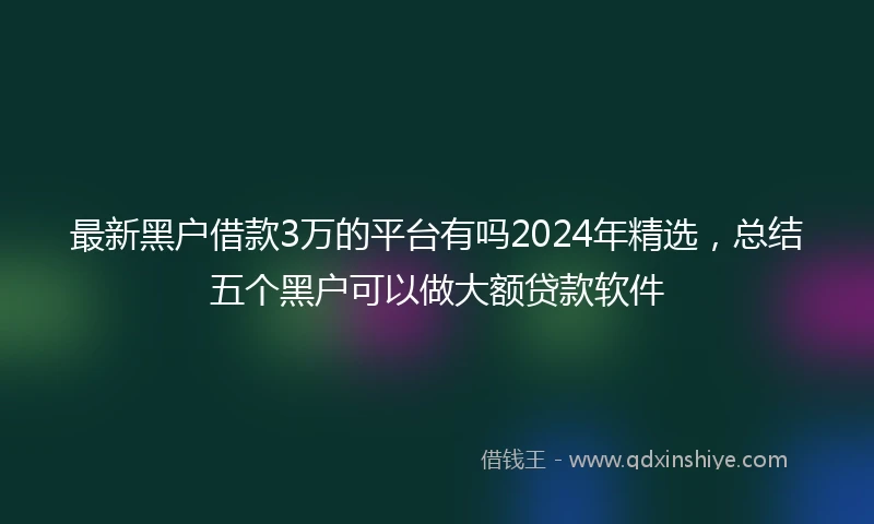 最新黑户借款3万的平台有吗2024年精选，总结五个黑户可以做大额贷款软件