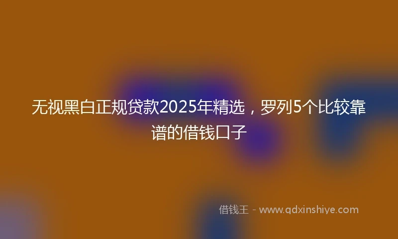 无视黑白正规贷款2025年精选，罗列5个比较靠谱的借钱口子