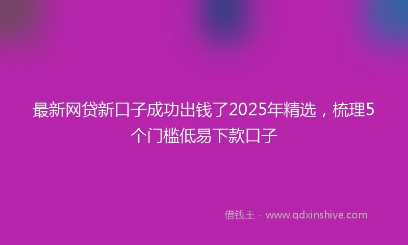 最新网贷新口子成功出钱了2025年精选，梳理5个门槛低易下款口子