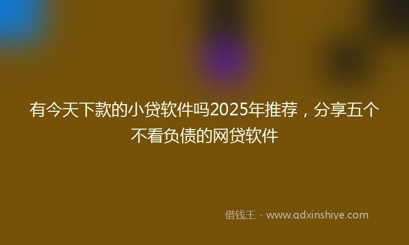 有今天下款的小贷软件吗2025年推荐，分享五个不看负债的网贷软件