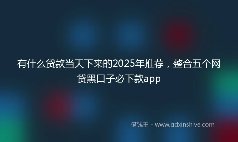 有什么贷款当天下来的2025年推荐,整合五个网贷黑口子必下款app