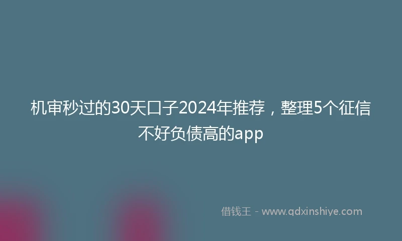 机审秒过的30天口子2024年推荐，整理5个征信不好负债高的app