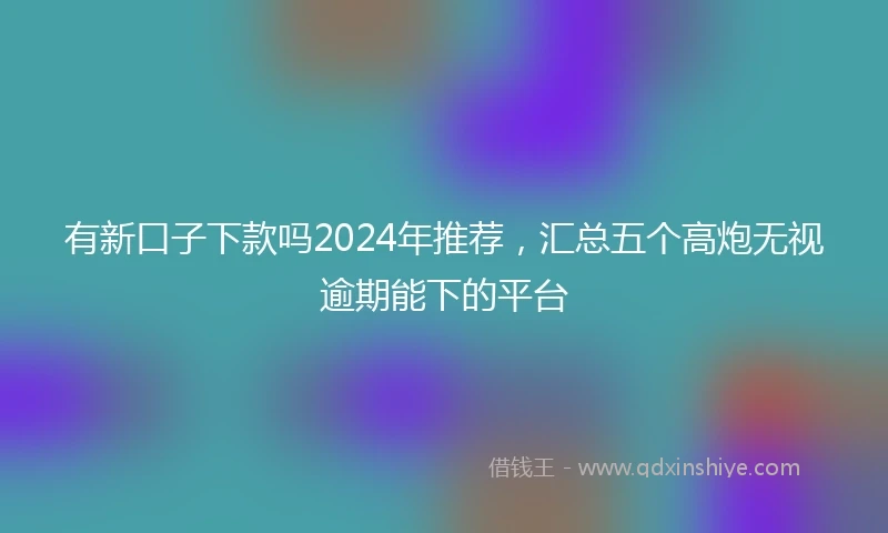 有新口子下款吗2024年推荐，汇总五个高炮无视逾期能下的平台