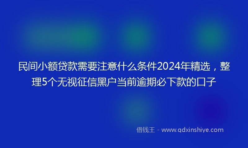 民间小额贷款需要注意什么条件2024年精选，整理5个无视征信黑户当前逾期必下款的口子